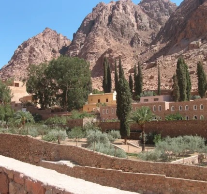 a landscape view of a mountainous area with greenery and buildings